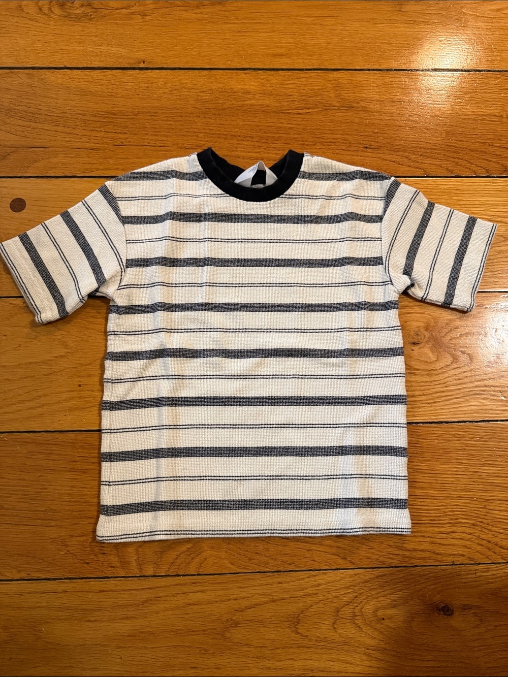H&M Navy and White Striped Short-Sleeve Tee